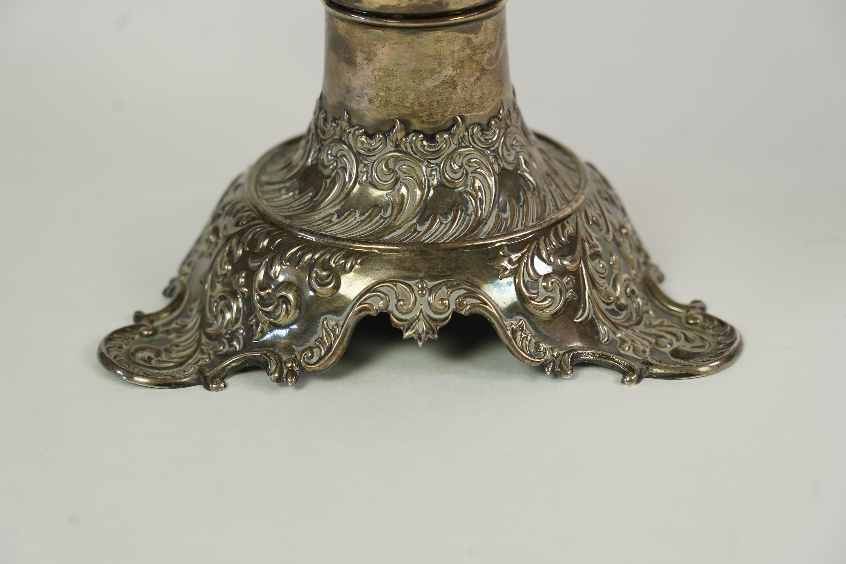 A late Victorian pierced repousse silver pedestal bowl, by Fenton Brothers Ltd